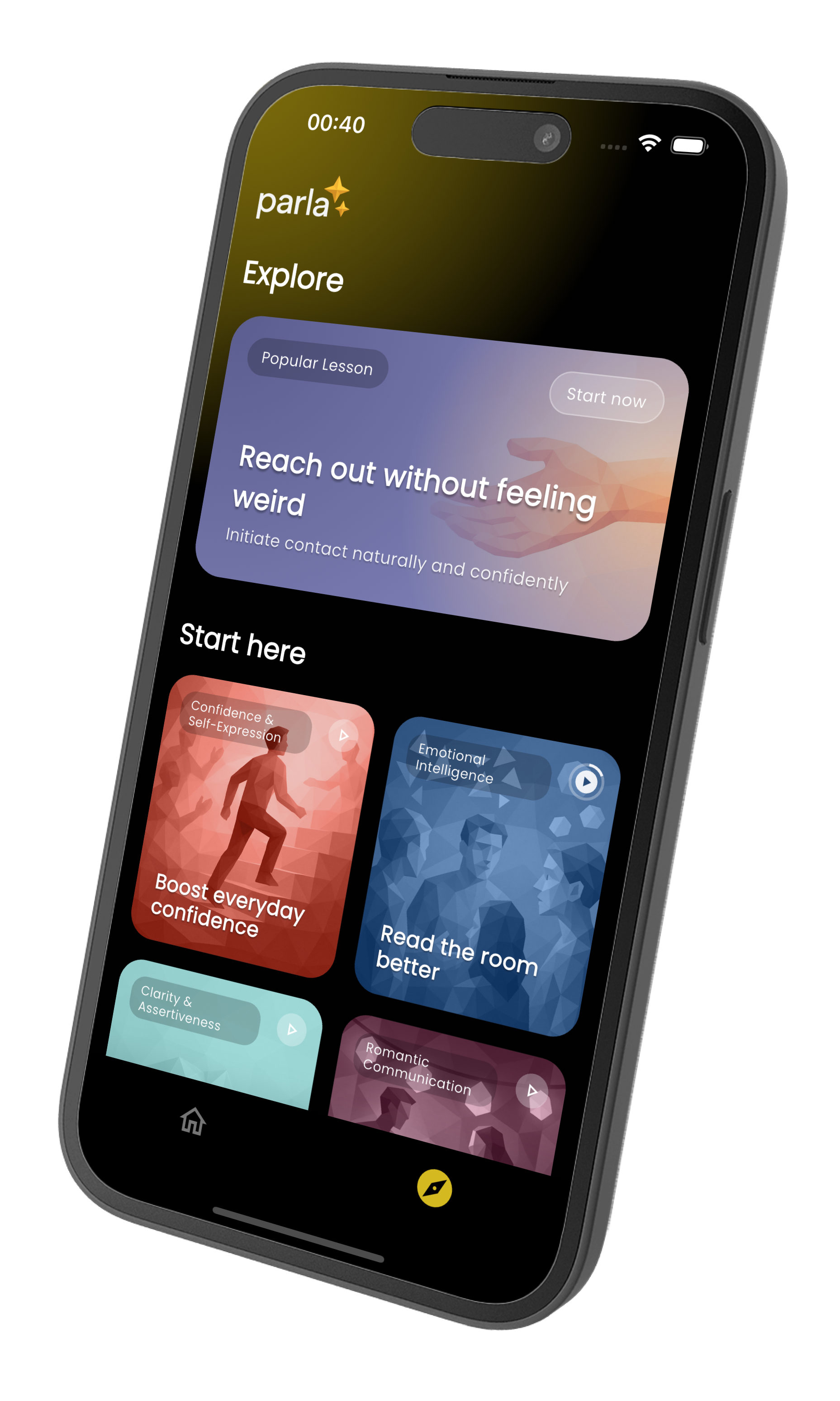 Parla app mockup on iPhone